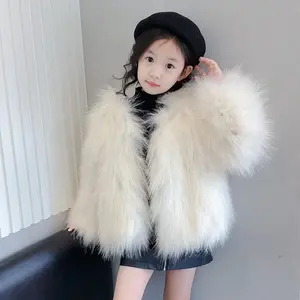 Girls Faux Fox Fur Coat Baby Winter Motorcycle Girls Pink Outerwear Fashion Jackets