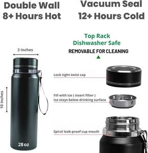 ถ้วยน้ำสุญญากาศพร้อมที่กรองชาพร้อมสายรัดสุญญากาศสำหรับเล่นกีฬาทำจากสแตนเลสสตีลความกว้างปากพร้อมที่กรองแบบกำหนดเอง316 - Product Image 2