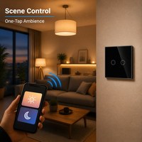 Interrupteur intelligent WiFi Bingoelec EU 1 voie avec panneau tactile en verre, contrôle à distance par application (avec ou sans neutre) pour usage domestique