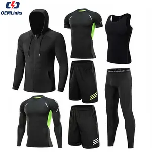 Personalizado al por mayor de los hombres ropa de fitness de secado rápido de compresión gimnasio fitness conjuntos de los hombres Correr Entrenamiento Athletic Fitness ropa