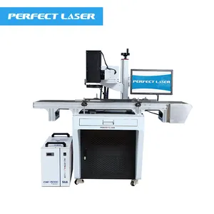 Mesin penanda Laser serat Wafer silikon kaca UV logam sempurna dengan kamera CCD sistem pemosisian Visual otomatis