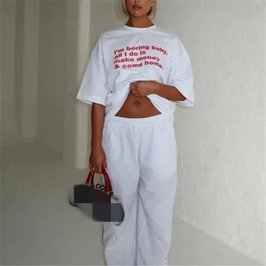 <strong>Women's</strong> Summer Casual Oversized High Street Tops Eco-Friendly Knitted Short Sleeve <strong>T</strong>-<strong>Shirt</strong> with Letter Digital Print Loose Fit - Product Image 3