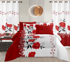 Juego de Ropa de Cama de Microfibra con Estampado Floral de Entrega Rápida, <span class=keywords><strong>8</strong></span> Piezas, con Cortinas a Juego, Precio Económico al por Mayor, Juego de Sábanas de <span class=keywords><strong>8</strong></span> Piezas - Product Image 3