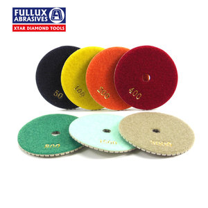Fullux 4 Polegada 100mm Quadrado Bege <span class=keywords><strong>3</strong></span> Passo Wet Polishing Pad Diamante Pad para Granito Mármore Pedra Polimento - Product Image 3