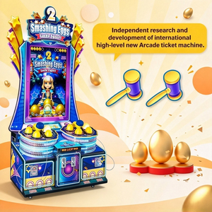 Machine de jeu d'arcade à deux joueurs pour briser des œufs, avec système de rédemption de tickets, à monnayeur, avec marteau de frappe, en cabinet métallique, pour parc familial - Product Image 3
