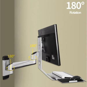 Support mural pour moniteur unique Meisonic FE199KBL-2 en alliage d'aluminium argenté, <span class=keywords><strong>bras</strong></span> de moniteur industriel réglable pour écran de <span class=keywords><strong>27</strong></span> <span class=keywords><strong>pouces</strong></span> - Product Image 3