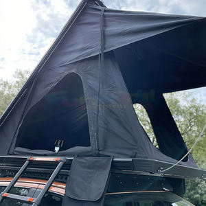 Grande tente de toit pliable à coque rigide en aluminium, imperméable, double couche, noire, pour camping, avec échelle et sac à chaussures intégré - Product Image 5