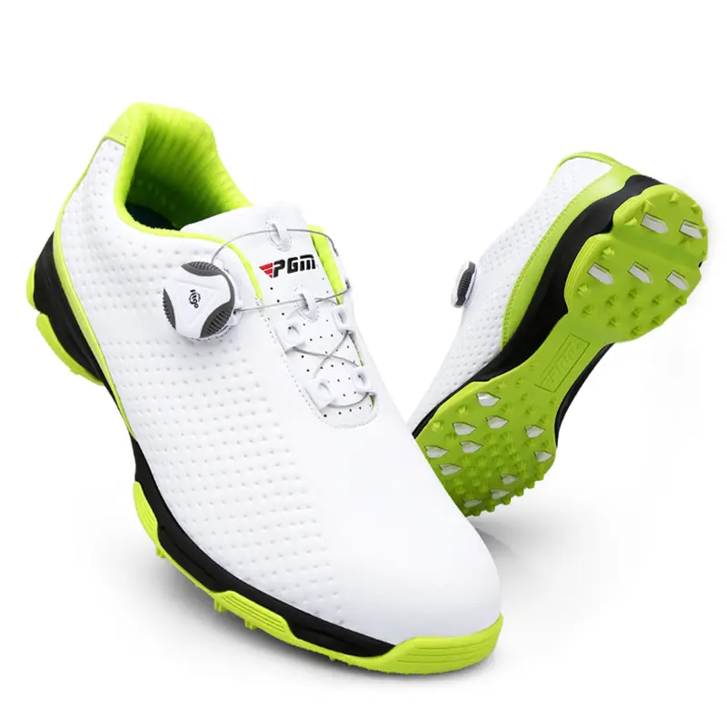 High Quality Non Slip Microfiber Leather Spikes Waterproof White Men's Sports Athletic Professional Golf Shoes
