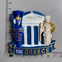 Aimants de réfrigérateur avec motif de maison à moulin à vent des îles grecques d'Egée (Santorin, Mykonos), souvenirs touristiques de Grèce