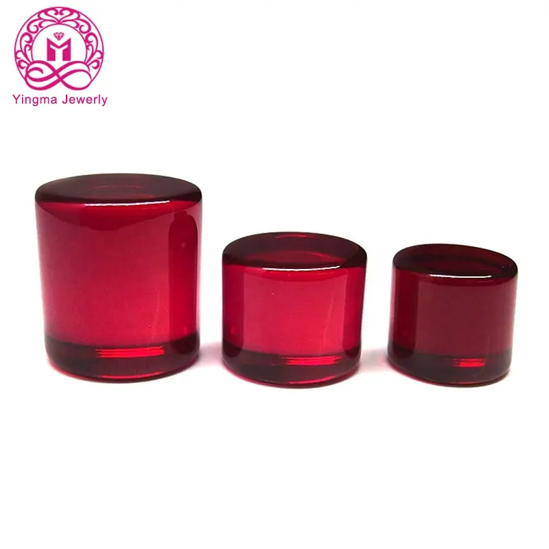 Direct Sale Rough Cut Synthetic Ruby 5# Corundum Material Cylinder Ruby Stone