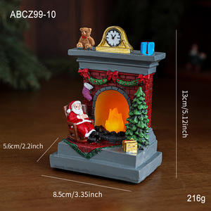 HONGHONG Noël Résine Lumineux <span class=keywords><strong>Cheminée</strong></span> Montgolfière Veilleuse Ornements Coffret Cadeau - Product Image 6