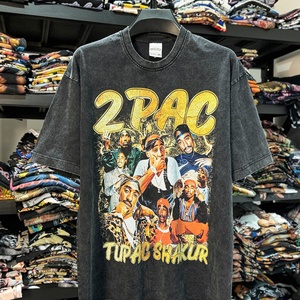 Custom <b>Y2k</b> Oversized Knitted Print Breathable 100% Cotton Hip Hop T-<b>Shirts</b> Washed Vintage Streetwear Short Sleeve Customized - Product Image 2