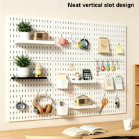 Organisateur de bureau mural en fer Étagères modulaires en panneau perforé pour la configuration de PC de jeu Solution de rangement personnalisée pour bureau, salle de bain et cuisine