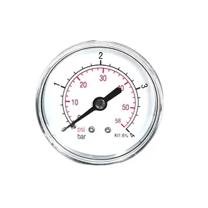 Pengukur tekanan Manometer aksial psi, Ketel industri kecil 2 inci 0 ~ 4 bar/0 ~ 58 PSI