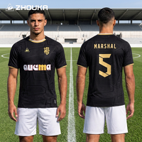 Maillot de football original en jacquard noir, respirant et à séchage rapide, prêt à être expédié – Tenue de sport d'équipe en stock