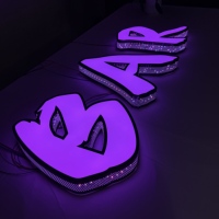 Наружная рекламная вывеска из нержавеющей стали с RGB LED подсветкой, 3D объемные светящиеся буквы с боковыми отверстиями, логотип, IP65 водонепроницаемая