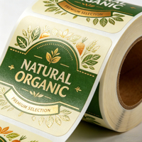 Étiquettes personnalisées en rouleau pour aliments naturels et biologiques, autocollantes, imperméables, en vinyle, pour bocaux, bouteilles et emballages