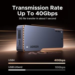 Boîtier <span class=keywords><strong>SSD</strong></span> NVMe M.2 UGREEN 40 Gbps [ Double puces intelligentes et ventilateur de refroidissement ] Boîtier NVMe en aluminium - Product Image 2