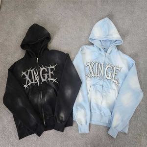 Sudadera con Capucha Personalizada al por Mayor, de 400 g/m², Estilo Vintage Desgastado, Resistente al Viento, Transpirable y de Secado Rápido, con Bordado Urbano 2026 - Product Image 1