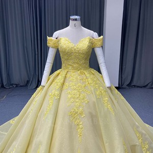 Lsany278 Luxury Light <b>Yellow</b> Quinceanera <b>Dress</b> Lace Applique Glitter Princess Ball Gown Sweet 15 Party <b>Dress</b> Jancember - Product Image 2