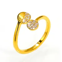 Vergoldeter Offener Verstellbarer Herz-Ring mit Zirkonia-Besatz Modeschmuck Edelstahl-Ring für Frauen Täglicher Alltagsgebrauch