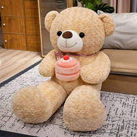 Grand jouet en peluche pour anniversaire ours en peluche avec gâteau poupée chapeau d'anniversaire doux peluche joyeux anniversaire ours en peluche