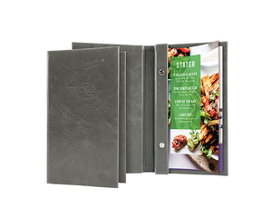 Cubierta de Menú de Cuero PU Personalizada de Venta Directa de Fábrica, Encuadernación con Tornillos, Cubierta de Menú de Cuero de 8.5 x 11, Libro de Menú para Restaurante - Product Image 2