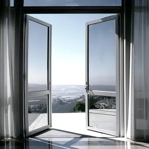 豪华法国平开门，用于房屋铝门窗，带智能锁。