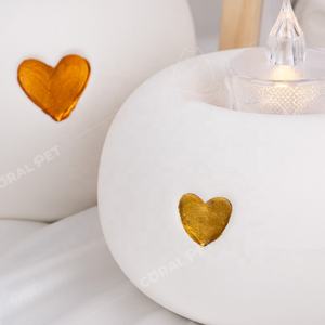 Круглая круглая белая урна с держателем для свечи керамическая урна для собачьего пепла на память Кремация похоронная сердечная урна - Product Image 4