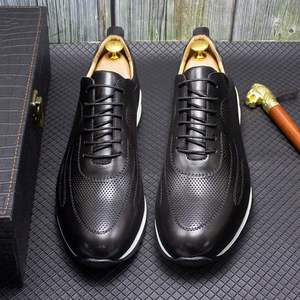 Leather Men's Office Career <b>Shoes</b> Comfortable Breathable Waterproof Anti-Slip Lace-Up Casual <b>Shoes</b> <b>Height</b> <b>Increasing</b> Autumn - Product Image 1