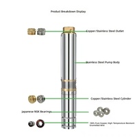 Pompe submersible solaire AC/DC multi-étages à haut débit de 4 pouces, débit de 13 m³/h, impulsionneur en plastique pour l'irrigation de grandes surfaces et l'irrigation goutte à goutte