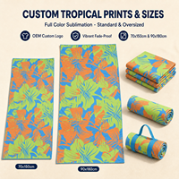Serviette de plage tropicale personnalisée à séchage rapide, sans sable, en microfibre recyclée, avec sac