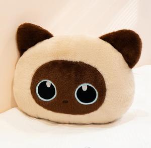Cuscino a Forma di Gatto <span class=keywords><strong>Super</strong></span> Morbido, Bianco e Nero con Grandi Occhi, Giocattolo Imbottito in Cotone PP, Decorazione - Product Image 3
