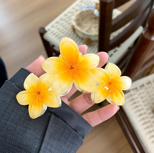 SHESHARES Pince à <span class=keywords><strong>Cheveux</strong></span> Grande Taille en Acétate Style Hawaïen Tendance, Motif Fleur de Plumeria, Dégradé Doux, 3 Fleurs, pour Femme - Product Image 4