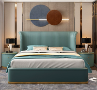 Lit en cuir moderne, design luxueux, ensemble de meubles de chambre à coucher, lit king size, cadre de lit incurvé pour hôtel, chambre à coucher