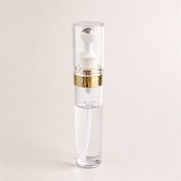 Flacon roll-on PETG 20 ml transparent pour sérum cosmétique avec col doré et tête de pression blanche