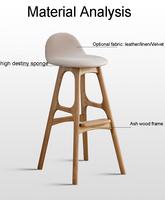 Meubles de bar, comptoir de cuisine, restaurant, chaise haute en bois, tabourets gris, chaises de bar en cuir, prix de gros, luxe moderne KYT139