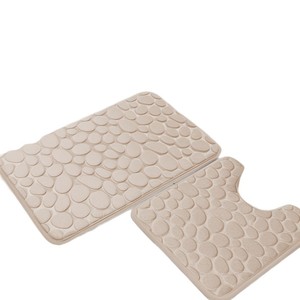 Cangming Bath Mat Set Coral Fleece Absorbent Embossed <b>Pebble</b> Solid Color Modern Simple Bathroom Floor Mat Hand Washable Summer - Product Image 2
