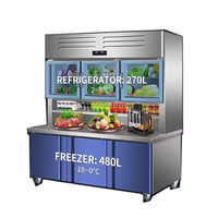 Commerciële supermarkt koel- en vrieskast voor dranken, fruit en vlees (moeder-dochtermodel)