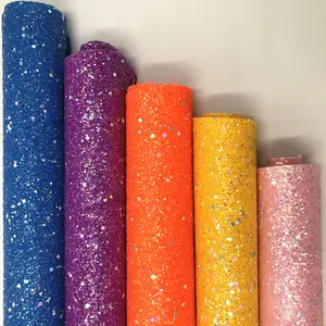 Pastel Neon jöle renk tıknaz Glitter kumaş renkli Glitter parçaları çanta Hairbows