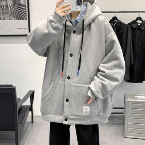 Sudadera con capucha y cremallera con logotipo personalizado, suéter de algodón para hombre, abrigo de color sólido, modelos de otoño e invierno, cómodo y fresco. - Product Image 5