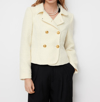 Veste de costume élégante pour femme en velours, à double boutonnage, cintrée à la taille, idéale pour le bureau ou les occasions décontractées, style blazer, en Spandex/Coton