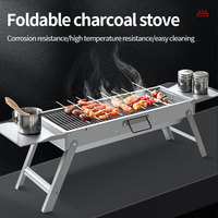 Gril à charbon de bois extérieur en acier inoxydable Portable support de Barbecue épaissi petit poêle à brochette pliant une seconde pour le Camping