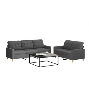 Juego de Sofás de Tela Gris Oscuro Moderno de 2 Piezas, Muebles de Sala de Estar con Cojines, Diseño Contemporáneo, Decoración del Hogar - Product Image 1