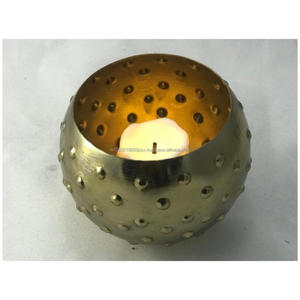 Handmade Customizable Iron Votive Holder Round Shape in Gold Finish Eco-Friendly Home Decor - Product Image 4
