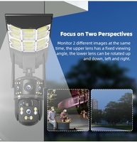Lampu Jalan Tenaga Surya Kamera PTZ Luar Ruangan Lensa Ganda 4mm 240 LED Lampu Induksi Manusia Alarm PIR Audio Dua Arah Monitor Penglihatan Malam