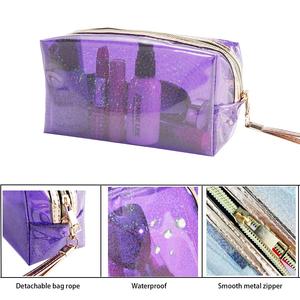 Bolsa de Maquillaje Plegable de PVC Transparente, Impermeable y Duradera, con Cierre y Logotipo Personalizado, para Viajes y Almacenamiento de Artículos de Belleza - Product Image 3