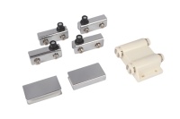 Ensemble de poignées à charnières pivotantes chromées avec loquet magnétique tactile à ouverture par poussée pour double porte vitrée en plastique OEM, installation facile pour
