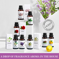 Huile Essentielle d'Aromathérapie en Gros, 30ml, à l'Extrait Végétal Naturel et Biologique, Parfum Rose, Lavande, Jasmin et Citron