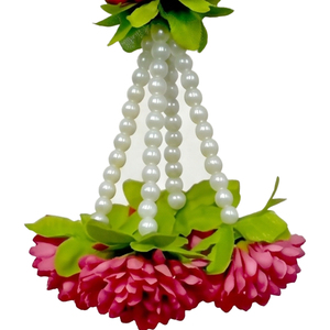 Artificial <b>White</b> Floral Garland with Decorative Pink Flowers Pearl <b>Hanging</b> Mala for Wedding Festival Temple Decoration - Product Image 4